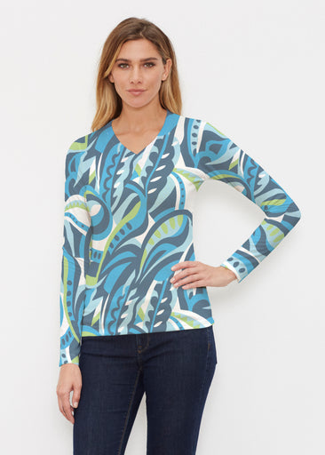 Emilio Lime (26054) ~ Butterknit Long Sleeve V-Neck Top