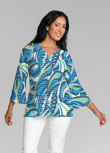 Emilio Lime (26054) ~ Banded 3/4 Bell-Sleeve V-Neck Tunic
