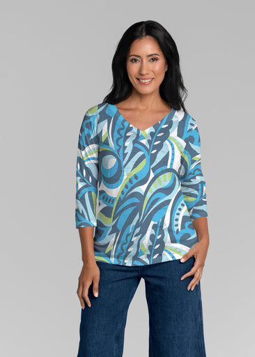 Emilio Lime (26054) ~ Signature 3/4 Sleeve V-Neck Top
