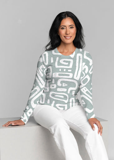 Gentle Geo Green (26055) ~ Thermal Long Sleeve Crew Shirt