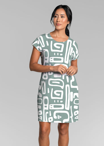 Gentle Geo Green (26055) ~ Lucy Tee Dress