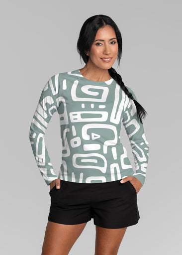 Gentle Geo Green (26055) ~ Long Sleeve Rash Guard