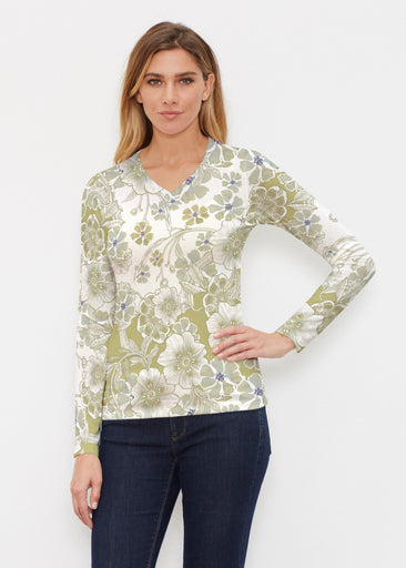 Kalani Green (26056) ~ Butterknit Long Sleeve V-Neck Top