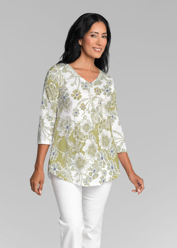 Kalani Green (26056) ~ V-neck Flowy Tunic