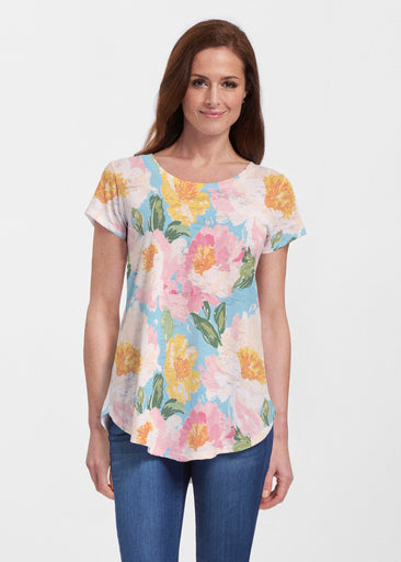 Rose Riot (26060) ~ Short Sleeve Scoop Neck Flowy Tunic