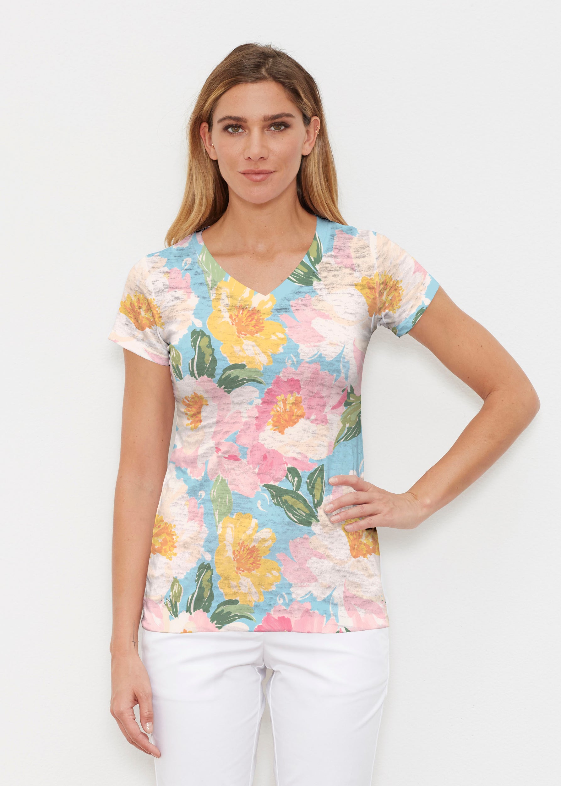 Rose Riot (26060) ~ Signature Cap Sleeve V-Neck Shirt – Whimsy Rose