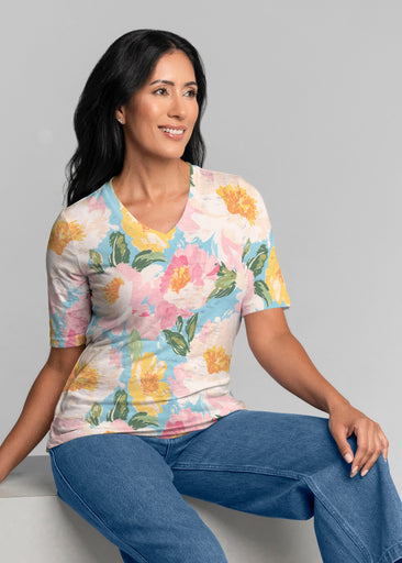 Rose Riot (26060) ~ Signature Elbow Sleeve V-Neck Top