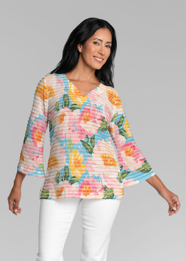 Rose Riot (26060) ~ Banded 3/4 Bell-Sleeve V-Neck Tunic