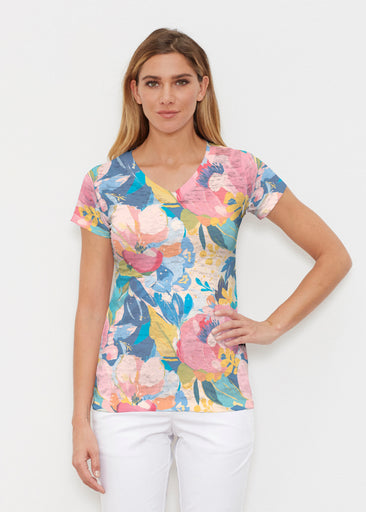 Petal Talk (26061) ~ Signature Cap Sleeve V-Neck Shirt