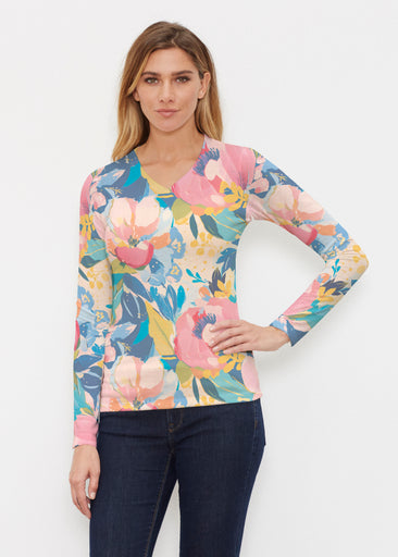 Petal Talk (26061) ~ Butterknit Long Sleeve V-Neck Top