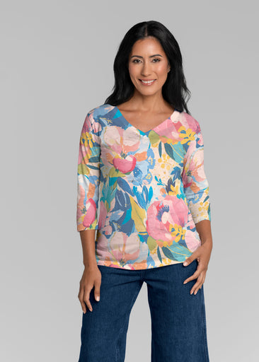 Petal Talk (26061) ~ Signature 3/4 Sleeve V-Neck Top