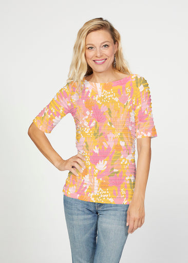 Build Me Up Buttercup (26062) ~ Banded Elbow Sleeve Boat Neck Top