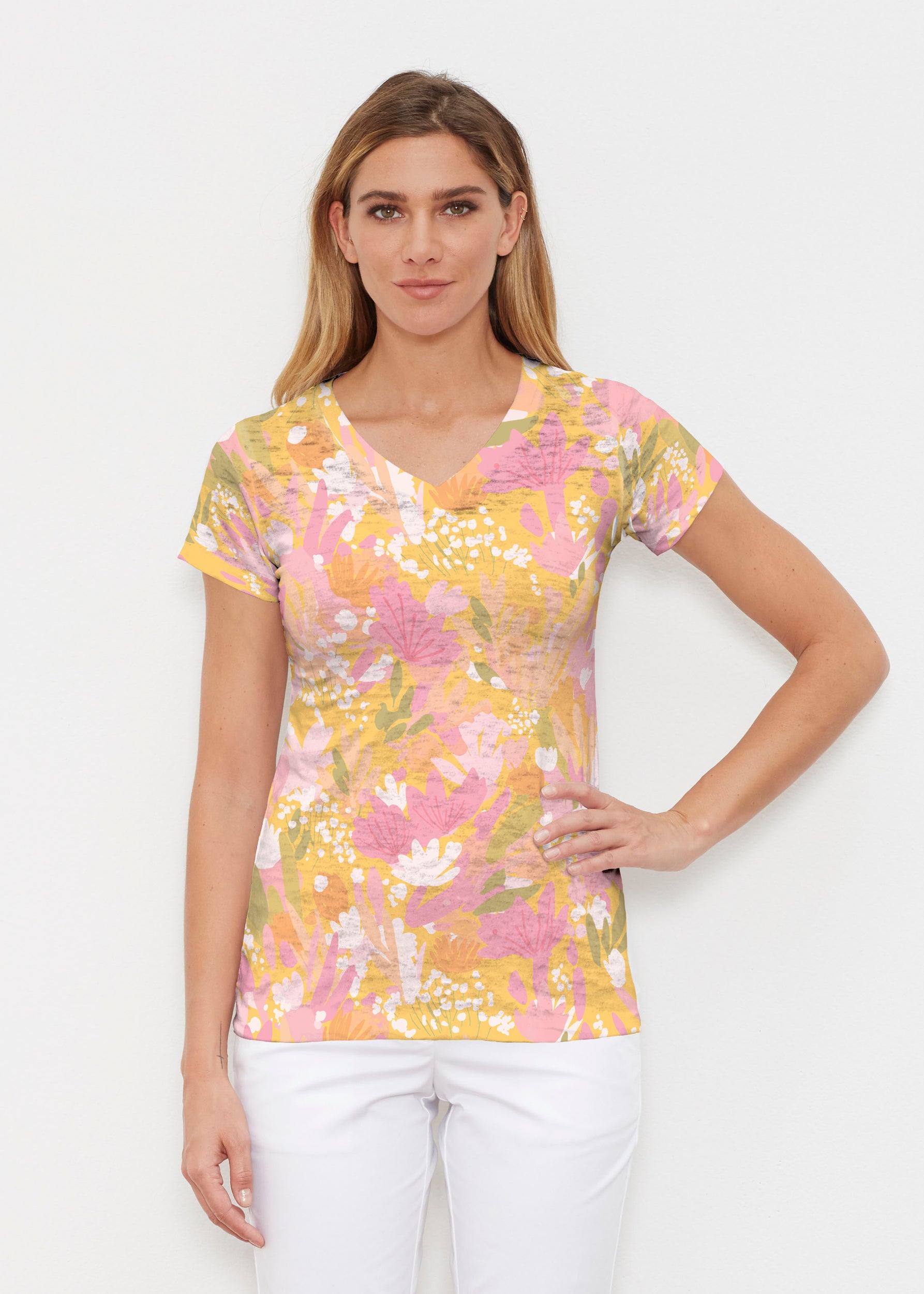 Build Me Up Buttercup (26062) ~ Signature Cap Sleeve V-Neck Shirt