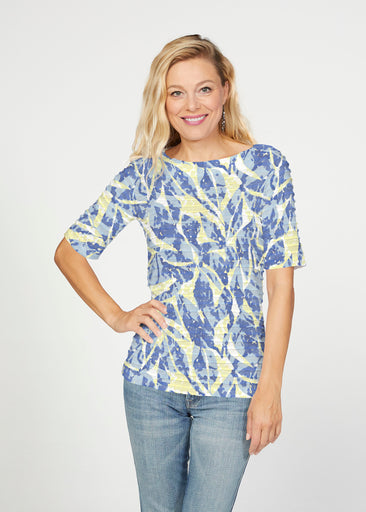 Seagrass (26063) ~ Banded Elbow Sleeve Boat Neck Top