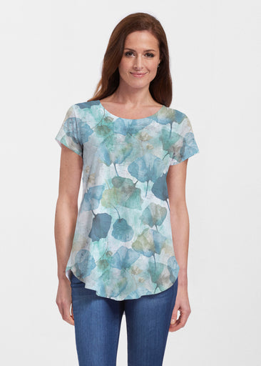 Shades of Blue (26064) ~ Short Sleeve Scoop Neck Flowy Tunic