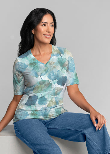 Shades of Blue (26064) ~ Signature Elbow Sleeve V-Neck Top