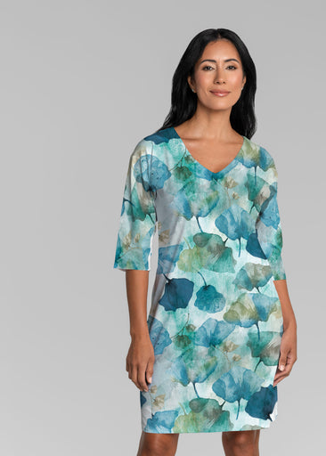 Shades of Blue (26064) ~ Lucy 3/4 Sleeve V-Neck Dress