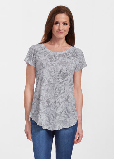 Vintage Botanical (26065) ~ Short Sleeve Scoop Neck Flowy Tunic