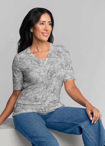 Vintage Botanical (26065) ~ Signature Elbow Sleeve V-Neck Top