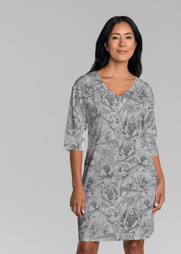 Vintage Botanical (26065) ~ Lucy 3/4 Sleeve V-Neck Dress