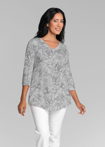 Vintage Botanical (26065) ~ V-neck Flowy Tunic