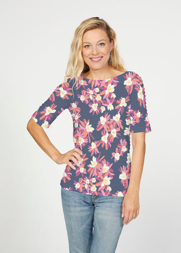 Lanai (26068) ~ Banded Elbow Sleeve Boat Neck Top