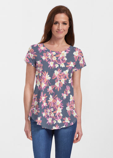 Lanai (26068) ~ Short Sleeve Scoop Neck Flowy Tunic
