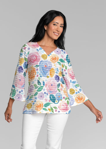 Orlando Bloom (26069) ~ Banded 3/4 Bell-Sleeve V-Neck Tunic