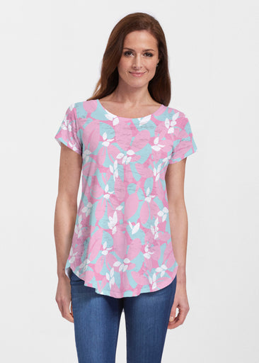 Boca Pink (26070) ~ Short Sleeve Scoop Neck Flowy Tunic