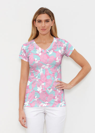 Boca Pink (26070) ~ Signature Cap Sleeve V-Neck Shirt