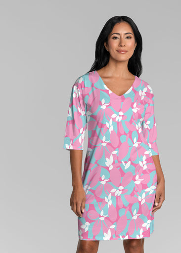 Boca Pink (26070) ~ Lucy 3/4 Sleeve V-Neck Dress