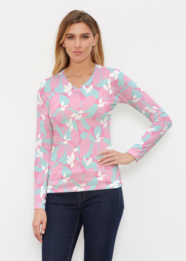 Boca Pink (26070) ~ Butterknit Long Sleeve V-Neck Top