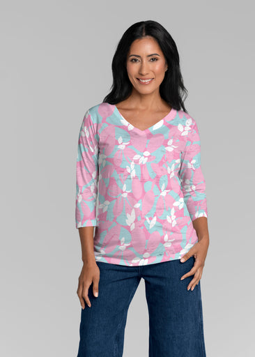 Boca Pink (26070) ~ Signature 3/4 Sleeve V-Neck Top