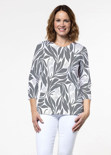 Art Nouveau Grey (26073) ~ Signature 3/4 Sleeve Crew Neck Top