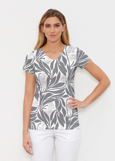 Art Nouveau Grey (26073) ~ Signature Cap Sleeve V-Neck Shirt