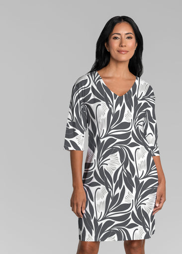 Art Nouveau Grey (26073) ~ Lucy 3/4 Sleeve V-Neck Dress