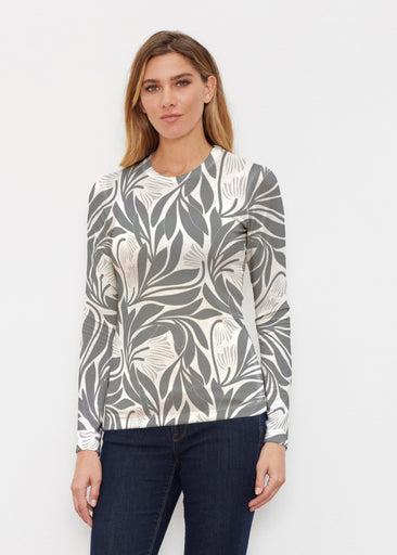 Art Nouveau Grey (26073) ~ Butterknit Long Sleeve Crew Top