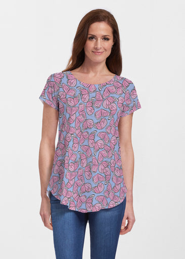 Butterflies (26075) ~ Short Sleeve Scoop Neck Flowy Tunic