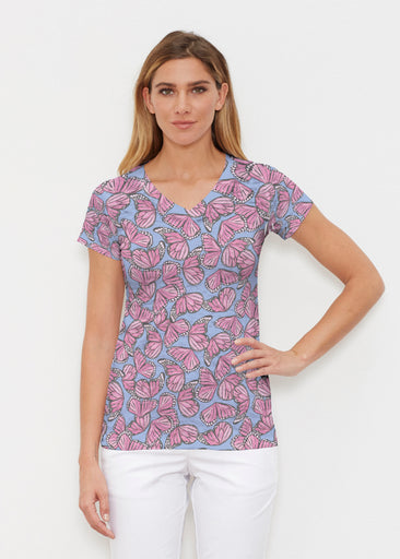 Butterflies (26075) ~ Signature Cap Sleeve V-Neck Shirt