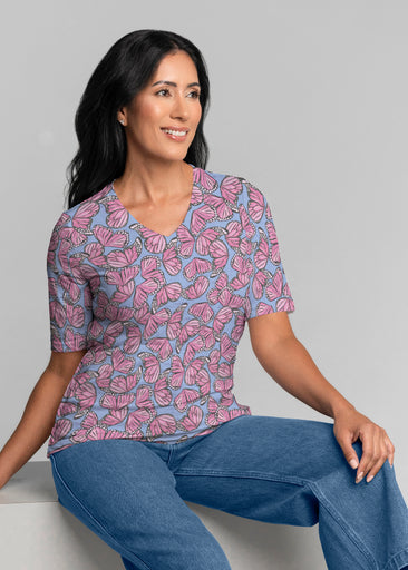 Butterflies (26075) ~ Signature Elbow Sleeve V-Neck Top