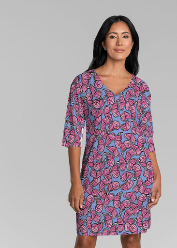 Butterflies (26075) ~ Lucy 3/4 Sleeve V-Neck Dress