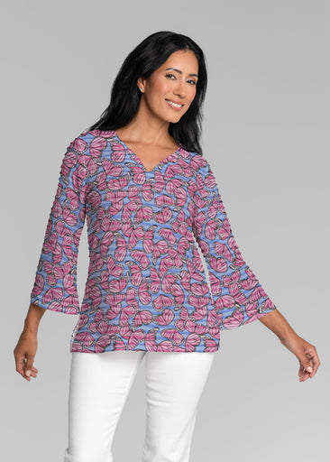 Butterflies (26075) ~ Banded 3/4 Bell-Sleeve V-Neck Tunic