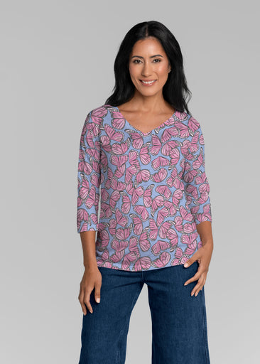 Butterflies (26075) ~ Signature 3/4 Sleeve V-Neck Top