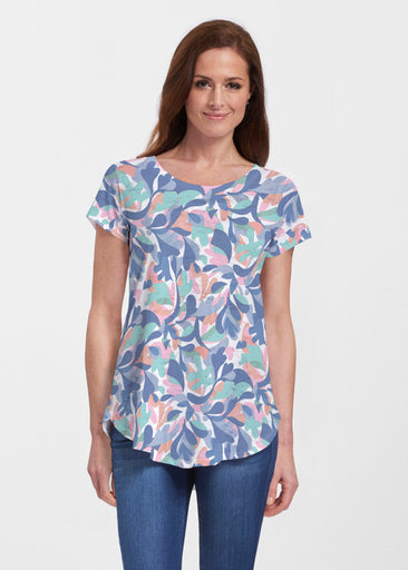 Leaf Dance (26076) ~ Short Sleeve Scoop Neck Flowy Tunic