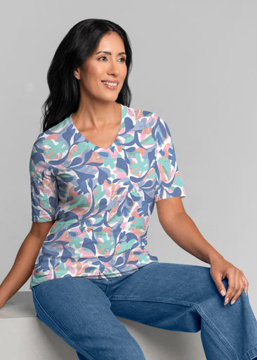 Leaf Dance (26076) ~ Signature Elbow Sleeve V-Neck Top