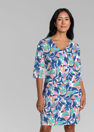 Leaf Dance (26076) ~ Lucy 3/4 Sleeve V-Neck Dress