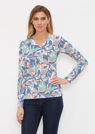 Leaf Dance (26076) ~ Butterknit Long Sleeve V-Neck Top