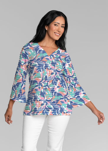 Leaf Dance (26076) ~ Banded 3/4 Bell-Sleeve V-Neck Tunic