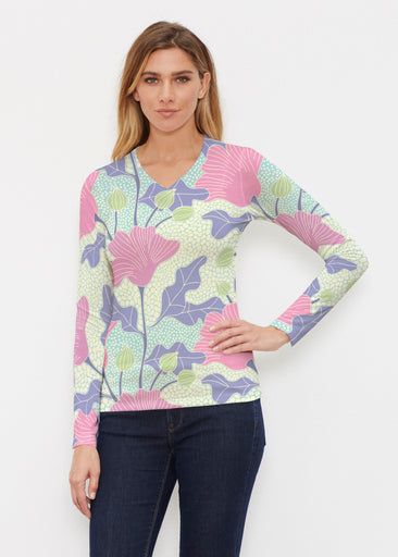 Mosaic Garden (26077) ~ Butterknit Long Sleeve V-Neck Top