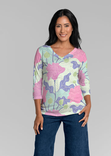 Mosaic Garden (26077) ~ Signature 3/4 Sleeve V-Neck Top